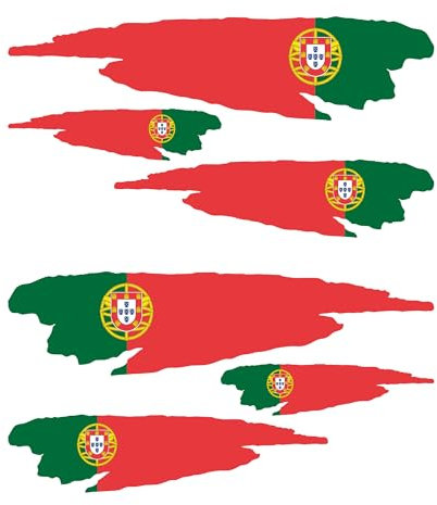 Autodomy Set 6 Aufkleber Stickers Portugiesisch Portugal Flagge Sport Racing Tuning | Portugal Sticker für Auto Motorrad Scooter Quad ATV Helm Fahrrad