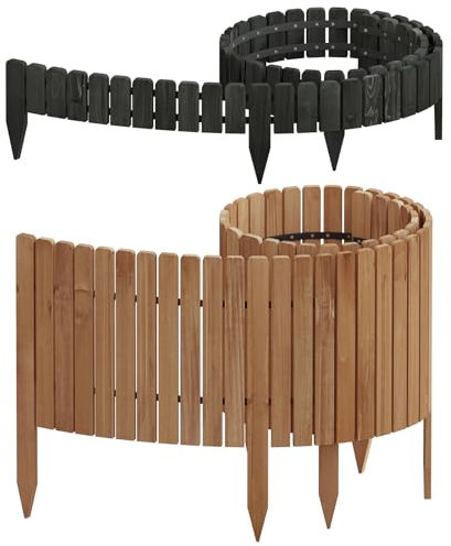 WOLTU Bordura per Giardino, Bordura per Aiuola in Legno Flessibile, Palizzata Bordatura per Giardino, Recinzione Giardino Esterno, Staccionata per Prato, 203x30cm, Marrone Vintage