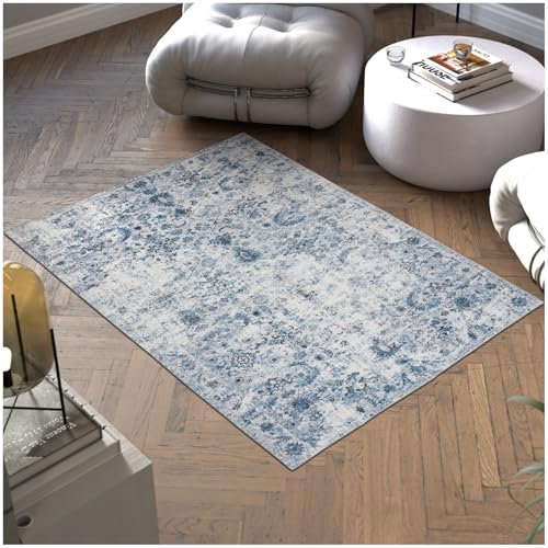 TecTake® Tappeto Salotto, Tappeto Pelo Corto, Tappeto Salotto Vintage Design Elegante, Tappeto Lavabile in Lavatrice, Ideale per Sala da Pranzo, Camera da Letto e Studio - 120x170 cm