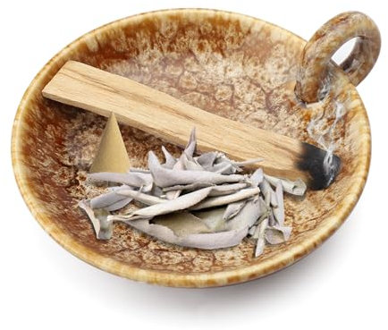 APOMOONS Sage Holder, Smudge Stick Burner Bowl, Palo Santo Holder, Candle Holder, Ceramics Incense Holder Burning Bowl, Smudging Plate, Sage Bundle Smudge Bowl, Palo Santo Stick, Incense