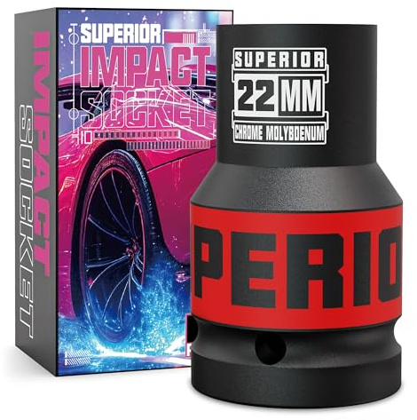 KIRXST 1 Inch Drive Deep Impact Socket 22mm Metric Jumbo Socket, Axle Nut Sockets for Car Wheel Hub Nuts, Trucks, Large Construction Machinery and Equipment