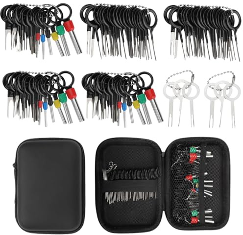 Lyivisk 100 Stück Auspinnwerkzeug KFZ Set, Auto Entriegelungswerkzeug Auspinwerkzeug für die meisten Kabelstecker, Stecker Klemmen Ausbauwerkzeu, Kabelbaum Terminal Entriegelungswerkzeug