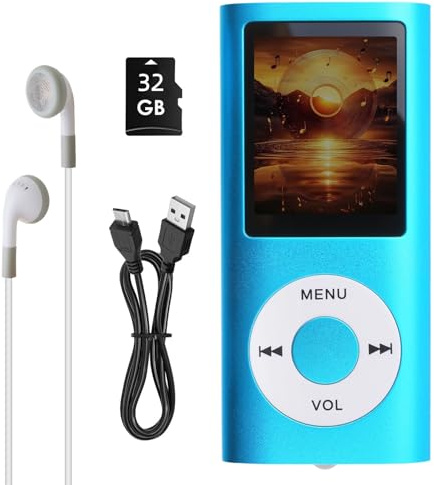 Lettore MP3 MP4 HiFi Portatile Audio Senza Perdita con Schermo LCD da 1,8 Pollici, Slot Scheda di Memoria fino a 32 GB, Lettore Musicale Multifunzione per Sport, Bambini e Viaggio
