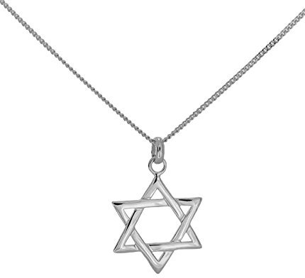 Davidstern Anhänger mit Kette aus echtem Sterling-Silber 925, 45 cm, für Damen und Kinder, mit Geschenkbox
