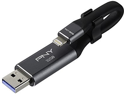PNY P-FDI32GLA02GC-RB Duo-Link 3.0 USB Stick 32GB für Apple-Geräte, Kabeldesign