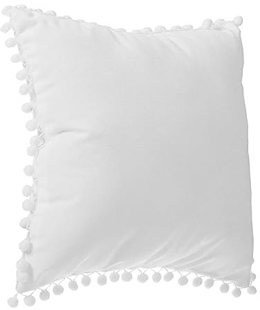 Atmosphera - Kissen Pompons - elfenbeinfarben - 40x40 cm - Elfenbein