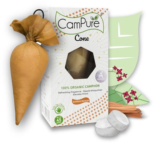 CamPure Camphor Cone (Sandalwood) Pack Of 2 - Room, Car and Bathroom Air Freshener