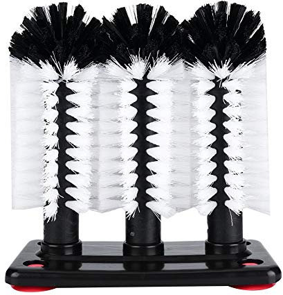 TOPINCN 3 Brushes Bar Glass Cups Washing Brushes, Glass Cleaning Brushes, Glass Washers, Glass Scrubbers With Suction Plate