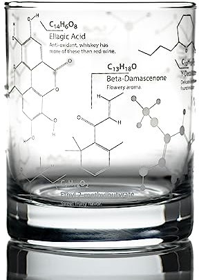 Greenline Goods Whiskey Glasses - 10 oz Tumbler – Science of Whisky Glass (Single Glass) Etched with Whiskey Chemistry Molecules | Old Fashioned Rocks Glass
