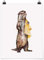 Bilderwelten Poster Illustration Otter mit Handtuch Malerei Weiß Hochformat, Matt 40 x 30cm