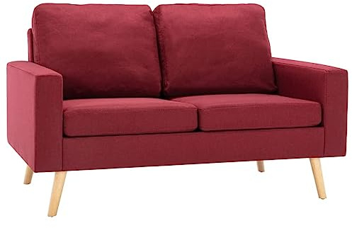 vidaXL Sofa 2-Sitzer Zweisitzer Loungesofa Stoffsofa Polstersofa Sitzmöbel Polstermöbel Designsofa Wohnzimmersofa Weinrot Stoff Holzrahmen