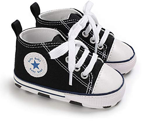 DEBAIJIA Bambino Scarpe Espadrillas 6-12M Suola Morbida Ragazzo Tela Sneaker Infantile Antiscivolo Traspirante 18 EU Nero (Dimensione Tag-2)
