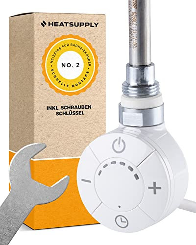 Heizstab für Badheizkörper weiß - 900 Watt Heizstab No. 2 mit Thermostat für Handtuchheizkörper