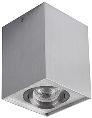 LED Aufbauspot, LED Deckenaufbauleuchte, Aluminium Deckenleuchte Weiss Quadratisch 96mm x 125mm (GORD SILBER)
