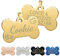 Uiopa 2 Stücke Hundemarke mit Gravur, Hundemarke Knochen mit Gravur aus Edelstahl Personalisier, Adressanhänger Hund/Katze Namensschild für Mittelgroße Bis Große Hunde und Katzen (Gold, L)