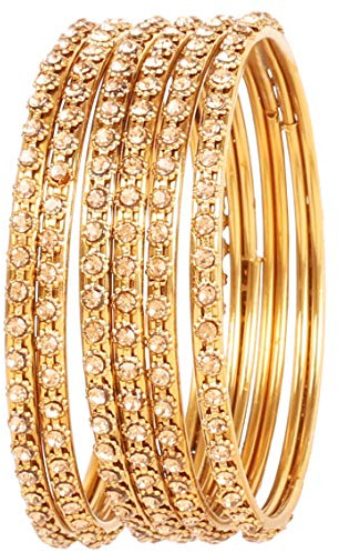 Touchstone „Golden Kollektion“ Indisches Bollywood-Messing mit Blumenmuster, handgefertigt, geschältes Metall, edler Schmuck, Schmuck, Armbänder, 4er-Set in Goldton für Damen.