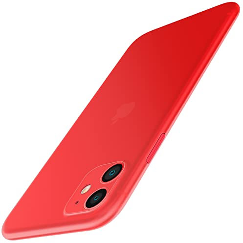 JETech Ultra Dünne Hülle für iPhone 11 6,1, Kameraobjektivabdeckung Vollständiger Schutz, Leichtes, Mattes Finish PP Harte Minimalistische Hülle (Rot)