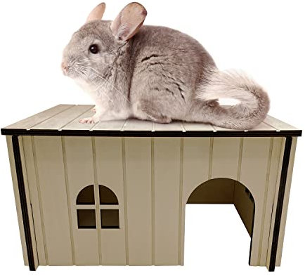 Wooden Rabbit House 37x28x20cm | Pet Animal Hide Hideout Ideal For Rabbits Chinchillas and Guinea Pigs | Perfect Nesting Box Slots Together in Seconds (Large)