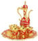 Vintage Turkish Coffee Pot with 6 Coffee Cups, Metal Turkish Tea Set Coffee Pot Set Wine Glass Jug Set for Home Bar, Tea Party, Craft Ornaments (Red)