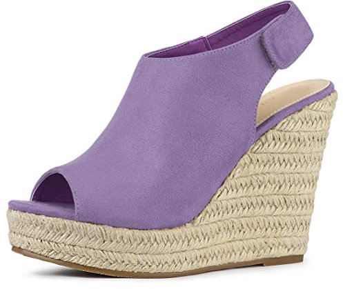 Allegra K Sandali da donna con zeppe con plateau Espadrillas, Viola, 37 EU