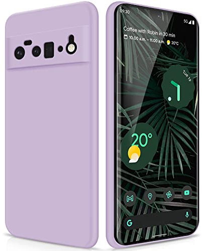 GiiYoon Hülle Kompatibel mit Google Pixel 6 Pro, Hochwertiges Liquid Silicone Case, Rundumschutz Handyhülle, Kratzfestes Weiches Mikrofaserfutter- Lila