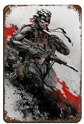 RIELLI Metal Gear Solid V The Phantom Pain Game 1 Plaque en métal vintage pour pub, club, café, bar, maison, décoration murale rétro 20 x 30 cm
