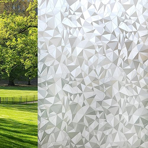 VSUDO Privacy Window Film, Diamond Pattern Window Tint, 90X200 cm | Static Cling Window Glass Sticker, No Glue Removable, UV Blocking, Home Bathroom Kitchen Office Door Beautiful Decorative