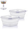 KLIPPSI® Lunchbox faltbar 900ml Doppelpack- Brotdosen Frischhaltedosen aus Platin Silikon hitze-kältebeständig, auslaufsicher, spülmaschinengeeignet (transparent)