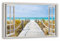 HUBDECO Leinwandbild Fensterblick Strandeingang Bild 120x80 cm - Landschaftsbilder auf Leinwand - Wandbilder Wohnzimmer - Bild Fenster mit Ausblick - Aesthetic Room Decor - Wanddeko Schlafzimmer
