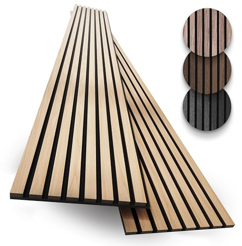 2-Pack Wood Panels for Wall - Acoustic Wood Slat Wall Panels, Soundproof Wooden Paneling for Interior Decor