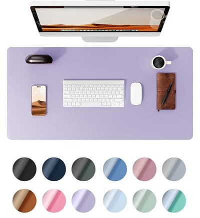YSAGi Leather Desk Mat, Large Mouse Mat, Non-Slip Desk Pad, Waterproof PU Leather Table Protector Writing Pad for Office and Home (60 x 35 cm, Light Purple)