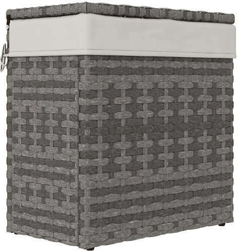 Outsunny Boîte de jardin en rotin, Coffre de Rangement d'extérieur et maison avec tissu intérieur pour outils, jeux, accessoires, 57 x 34 x 62 cm, gris