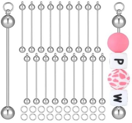 Nimooro 20 PièCes Porte-CléS PerléS ChaîNes de Barre en MéTal pour la Fabrication de Bijoux Accessoires de Tige de Porte-CléS pour les Projets de Bricolage Ornements de Pendentif