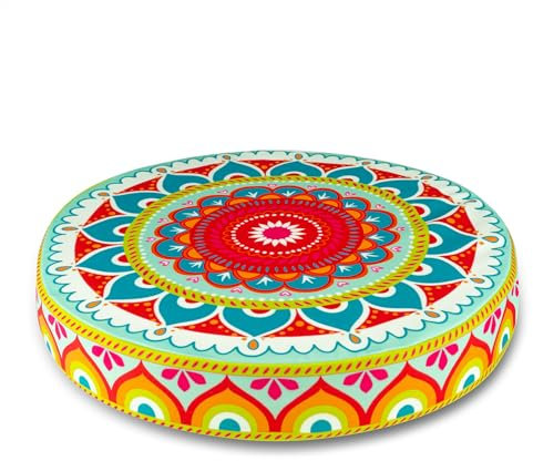 Bine Brändle - Bunte Sitzkissen - Rund 38 x 6 cm - Riesige Auswahl - Mandalas - Blüten - Seerosen - Regenbogen - Kissen für Wohnräume und Garten - Kinder Bodenkissen