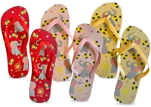 NARAMAKI® 3 Paia di Infradito con Elenfantino Tre Colori Rosso/Rosa/Verde - Infradito Mare e Piscina (TRIS COLORI, Sistema Taglie Calzature EU, Adolescente, Numero, Media, 33)