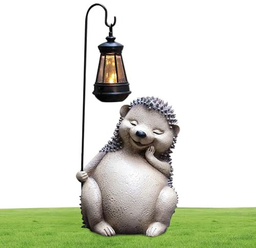 Wrohto Igel Gartenlicht, Lustige Igel Statue Solar Igel Ornament Igel Garten Skulptur Harz Igel Statue Igel Rasen Niedliche Igel Gartenlicht Solarbetriebener Igel