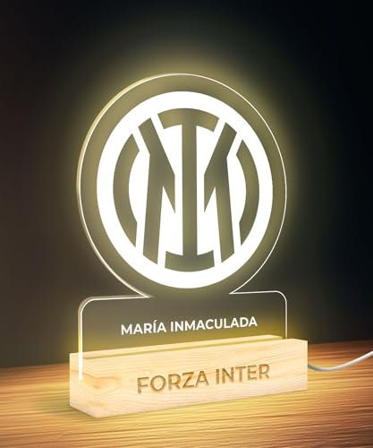 Panorama Calcio Lampada Led Inter de Milan 15x22 cm - Lampade Notturna di Metacrilato - Lampada USB Luce Led - Lampadario Cameretta Bambino - Regali Personalizzati e Originale