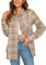 Stamain Chemise Flanelle Femme Élégant Chemise a Carreaux Beige Casual Chemises Bucheron Western Manches Longues Blouses Boutonnée 2XL
