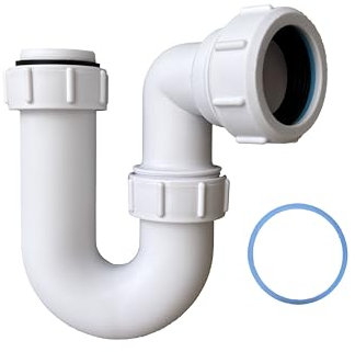 PlumbEZ Multi Swivel P Trap 32mm (1.1/4') with Anti-Slip Ring, Basin Waste Sink Waste Kit, BS EN 274-1:2002 Compliant Basin Trap U Bend, 75mm Trap Seal for Odor Protection