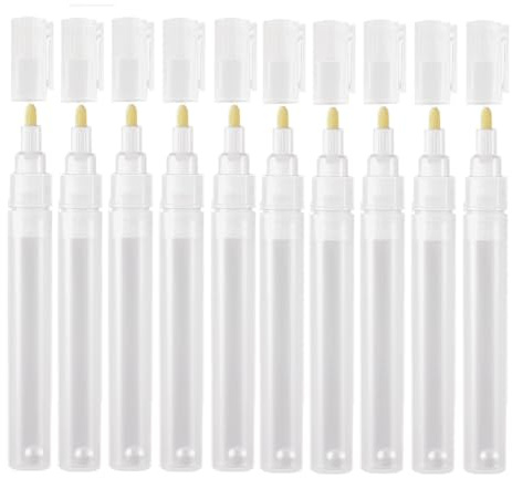 Tskcvy 10Pack 3mm Empty Fillable Blank Paint Touch Up Pen Markers, Round Tilted- Paint Marker Pens for Art Painting Crafts