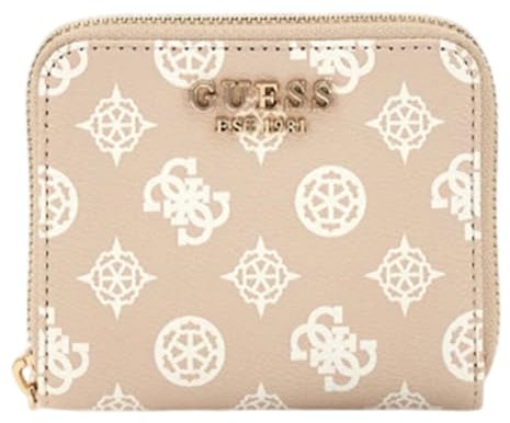 GUESS Laurel SLG Small Zip Around Wallet Sand Logo