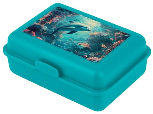 Baagl Brotdose Kinder für Schule – Lunchbox für Mädchen, Jungen, Kindergarten – Jausenbox, Brotzeitbox, Brotbox, Snackbox (Delphin)