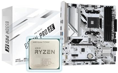 Placa Base B550M Pro SE for Escritorio M-ATX Blanca + CPU Ryzen 7 5700X Socket AM4 DDR4 128 GB PCIe4.0 M.2 SATA 3 Placa Base