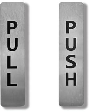 GINZER Stainless Steel Push Pull Door Signs Stickers Professional Commercial Sliver Heavy Duty Push Pull Set Pair of Door Instructional Sign