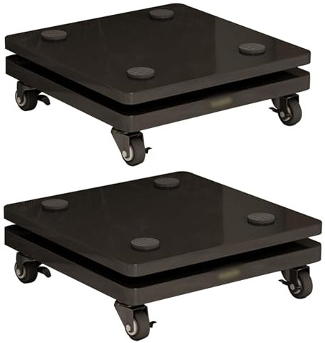 WBRSybUK 2PCS Floors Speaker Stands with Wheels, Mobile Subwoofer Base, Speaker Isolation Feet Platform, Riser Stabilizer for Standard Speaker,35x40cm
