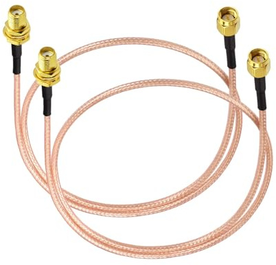 Superbat SMA Kabel 60cm 2 Stück - WLAN Antenne Verlängerungskabel,50 Ohm Doppelabschirmung Antennenkabel,SMA-Buchse Bulkhead zu SMA-Stecker für 4G LTE Router Gateway Handy SDR USB Dongle Empfänger