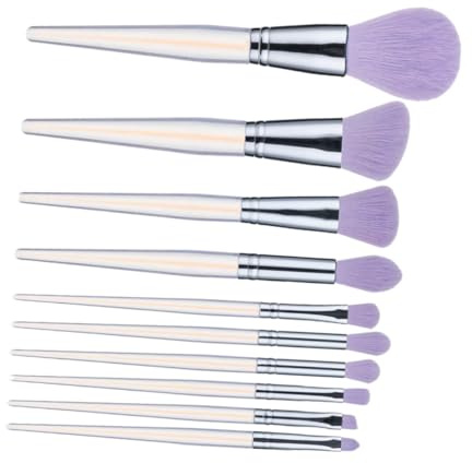 COLLBATH 10 Stück 10 teiliges Make up Pinselset mit transparent violetten Acrylgriffen künstlichen Fasern vielseitig für Foundation Lidschatten Puder und leicht tragbar für Damen und