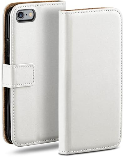 moex für iPhone 6s Plus / 6 Plus Hülle mit Kartenfach, Handyhülle klappbar 360 Grad Schutzhülle, PU Leder Handytasche iPhone 6s Plus / 6 Plus Klapphülle Flip Case, Weiß