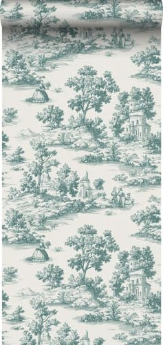 Sanders & Sanders papier peint toile de jouy vert 53 cm x 10 m