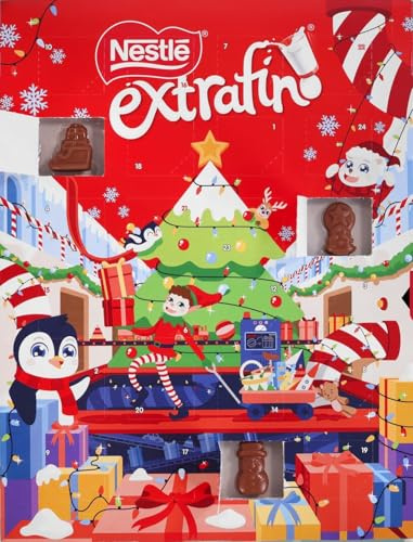 Nestlé Extrafin Adventskalender Schokolade | 24 Milchschokoladenstücke | Weihnachtskalender für Kinder | Limitierte Edition | Süße Geschenkidee zu Weihnachten 85g